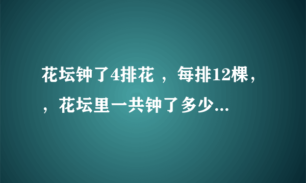 花坛钟了4排花 ，每排12棵，，花坛里一共钟了多少棵花？这道题算式应该怎么排，是4排做