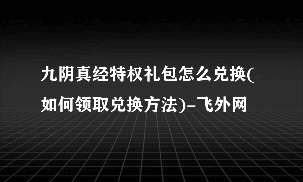 九阴真经特权礼包怎么兑换(如何领取兑换方法)-飞外网