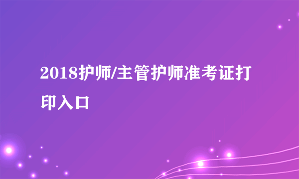 2018护师/主管护师准考证打印入口