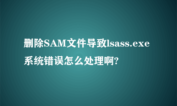 删除SAM文件导致lsass.exe系统错误怎么处理啊?