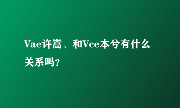 Vae许嵩、和Vce本兮有什么关系吗？