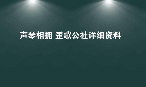 声琴相拥 歪歌公社详细资料