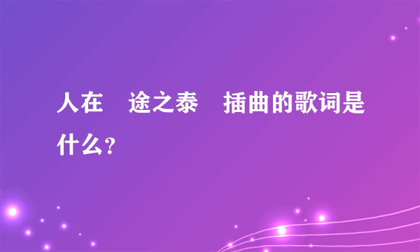 人在囧途之泰囧插曲的歌词是什么？