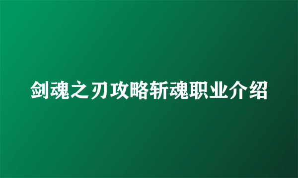 剑魂之刃攻略斩魂职业介绍