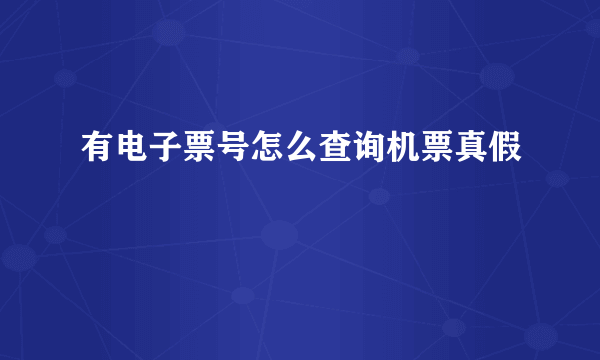 有电子票号怎么查询机票真假