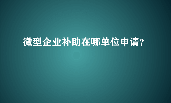 微型企业补助在哪单位申请？