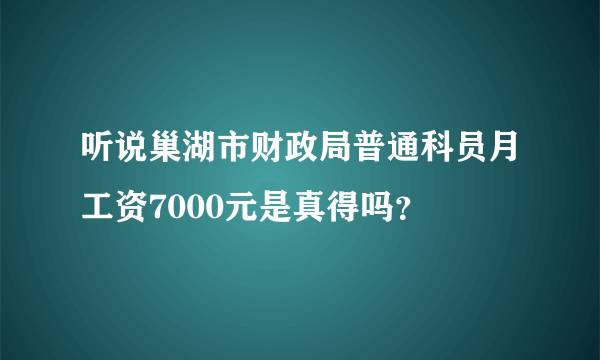 听说巢湖市财政局普通科员月工资7000元是真得吗？