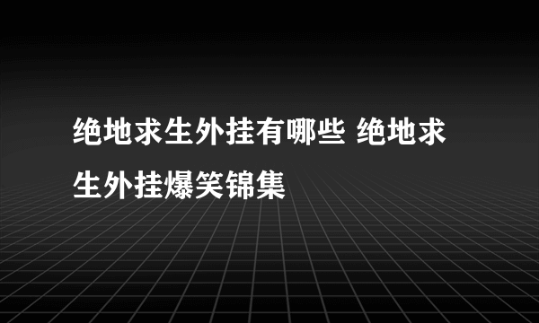 绝地求生外挂有哪些 绝地求生外挂爆笑锦集