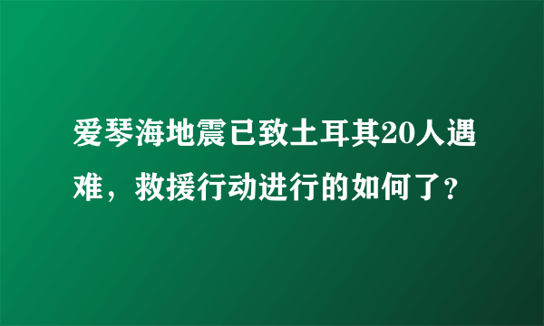 爱琴海地震已致土耳其20人遇难，救援行动进行的如何了？