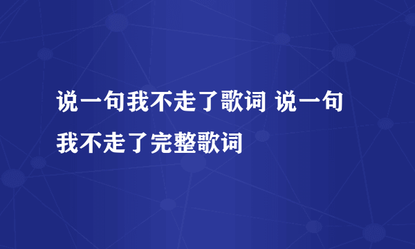 说一句我不走了歌词 说一句我不走了完整歌词