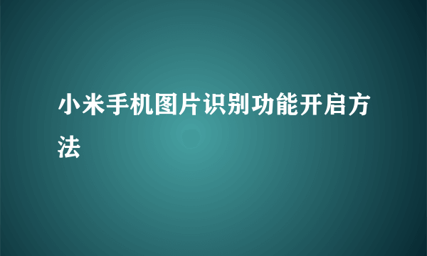 小米手机图片识别功能开启方法