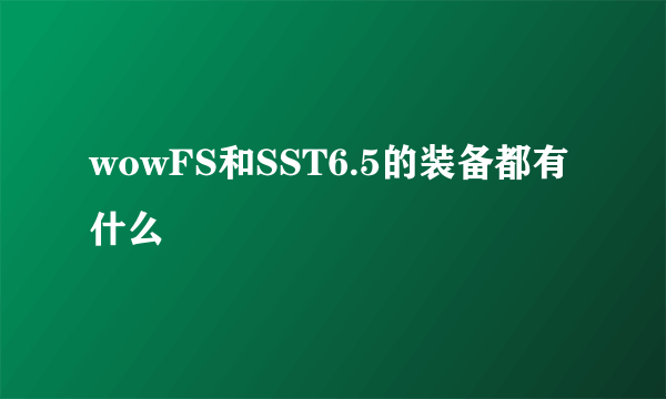 wowFS和SST6.5的装备都有什么