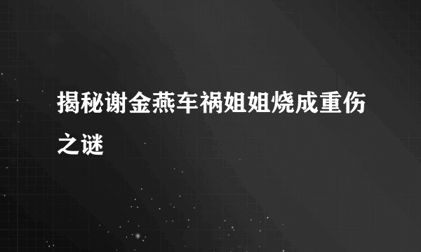 揭秘谢金燕车祸姐姐烧成重伤之谜