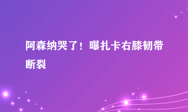 阿森纳哭了！曝扎卡右膝韧带断裂