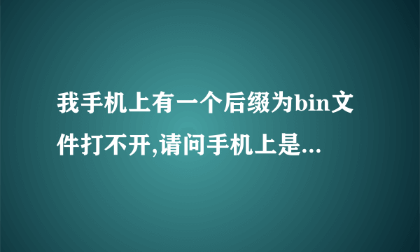 我手机上有一个后缀为bin文件打不开,请问手机上是要装什么软件么