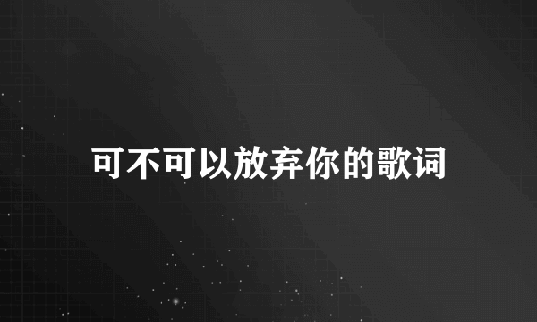 可不可以放弃你的歌词