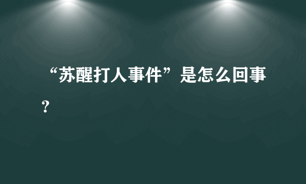 “苏醒打人事件”是怎么回事？