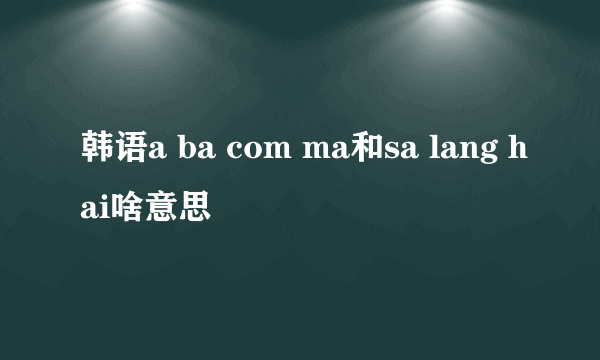 韩语a ba com ma和sa lang hai啥意思