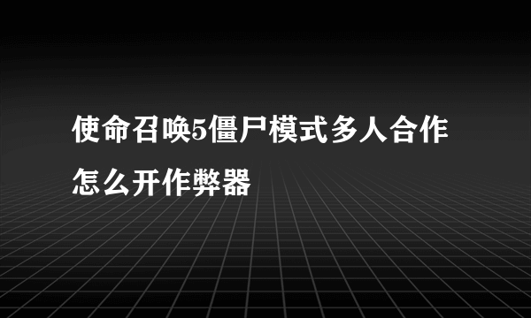 使命召唤5僵尸模式多人合作怎么开作弊器