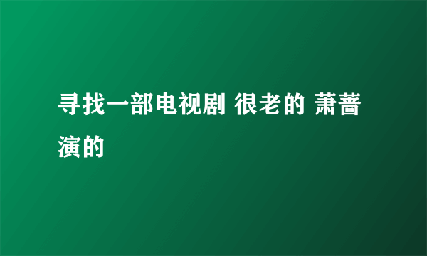 寻找一部电视剧 很老的 萧蔷演的