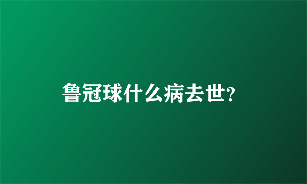 鲁冠球什么病去世？