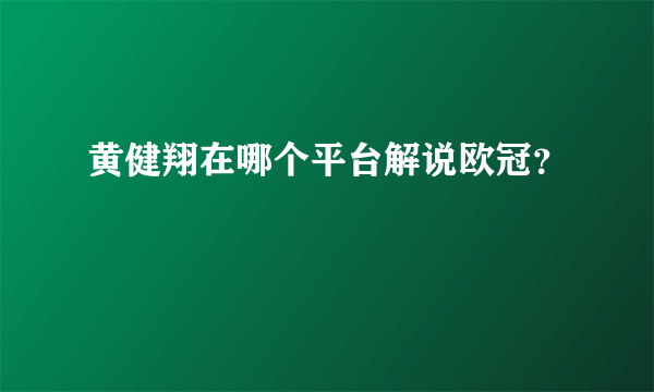 黄健翔在哪个平台解说欧冠？