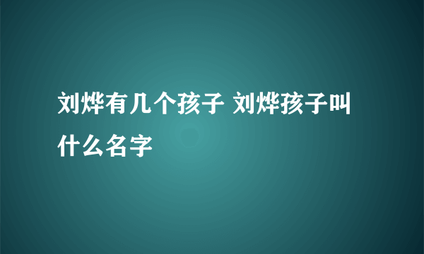 刘烨有几个孩子 刘烨孩子叫什么名字