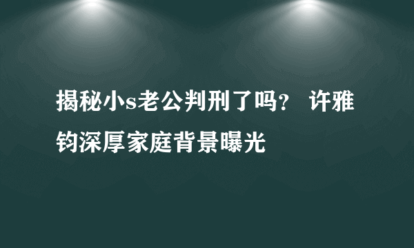 揭秘小s老公判刑了吗？ 许雅钧深厚家庭背景曝光