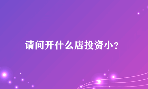 请问开什么店投资小？