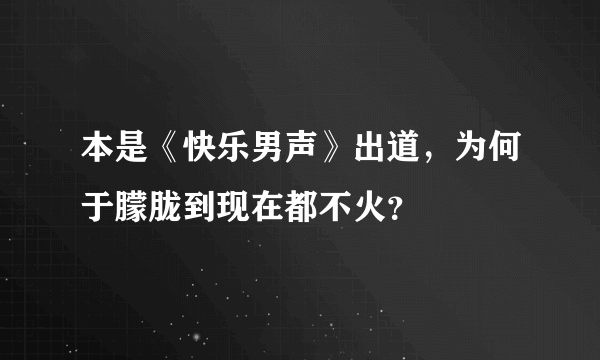 本是《快乐男声》出道，为何于朦胧到现在都不火？