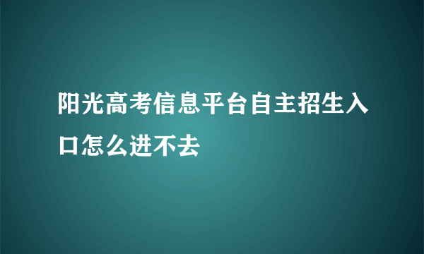 阳光高考信息平台自主招生入口怎么进不去