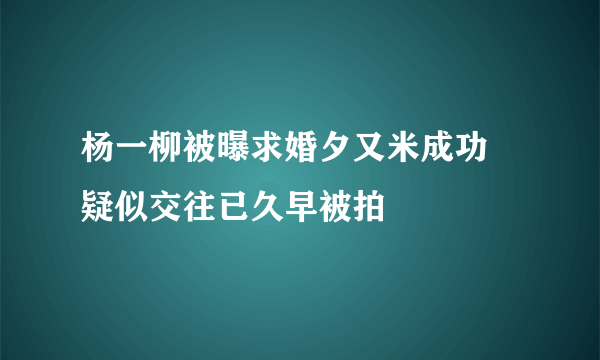 杨一柳被曝求婚夕又米成功 疑似交往已久早被拍