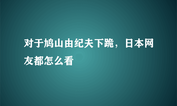 对于鸠山由纪夫下跪，日本网友都怎么看