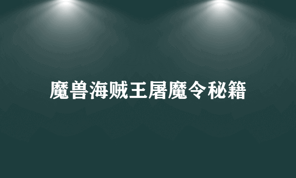 魔兽海贼王屠魔令秘籍