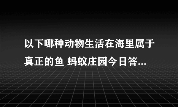 以下哪种动物生活在海里属于真正的鱼 蚂蚁庄园今日答案6月2日