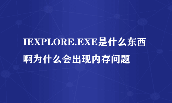 IEXPLORE.EXE是什么东西啊为什么会出现内存问题