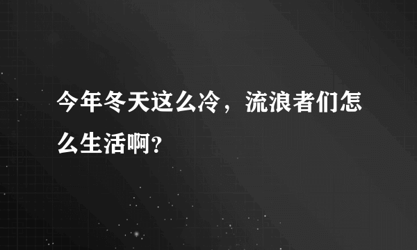 今年冬天这么冷，流浪者们怎么生活啊？