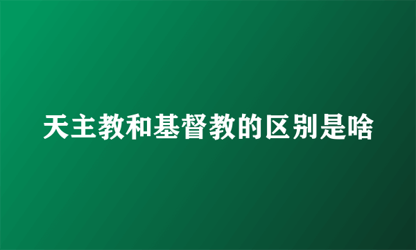 天主教和基督教的区别是啥