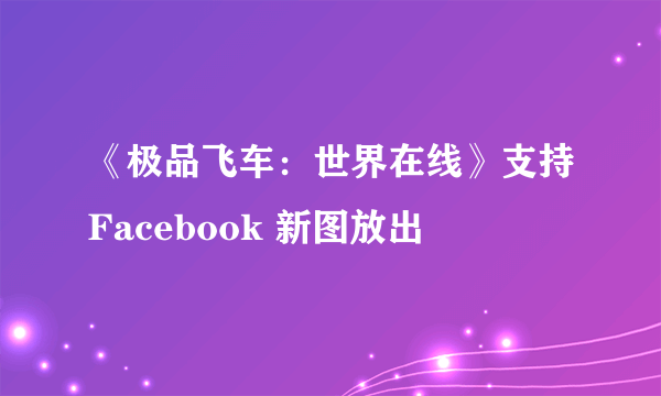 《极品飞车：世界在线》支持Facebook 新图放出