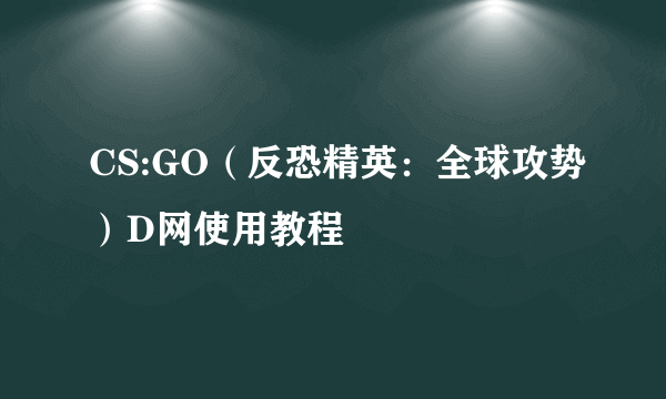 CS:GO（反恐精英：全球攻势）D网使用教程