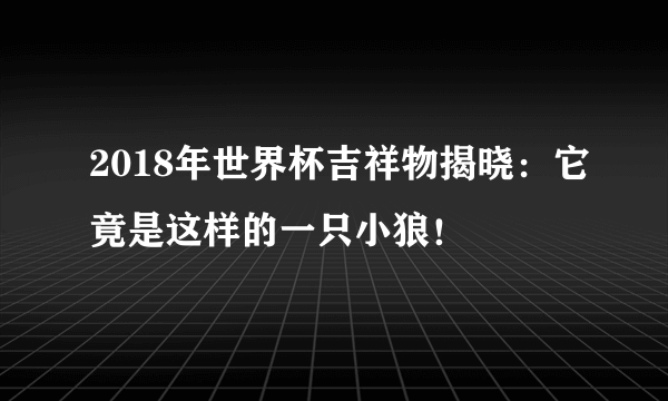 2018年世界杯吉祥物揭晓：它竟是这样的一只小狼！