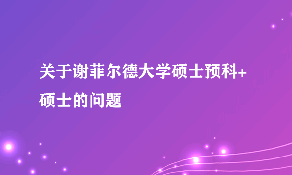 关于谢菲尔德大学硕士预科+硕士的问题