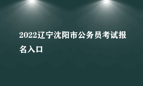 2022辽宁沈阳市公务员考试报名入口