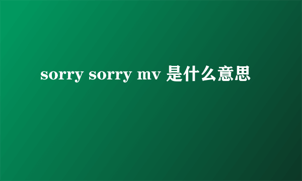 sorry sorry mv 是什么意思