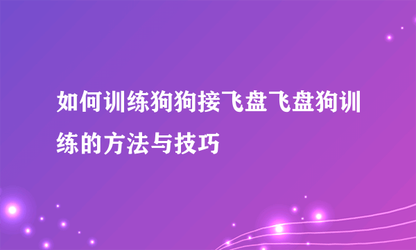 如何训练狗狗接飞盘飞盘狗训练的方法与技巧