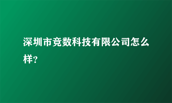 深圳市竞数科技有限公司怎么样？