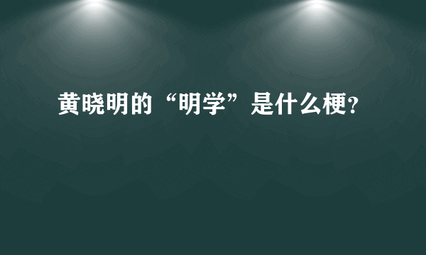 黄晓明的“明学”是什么梗？