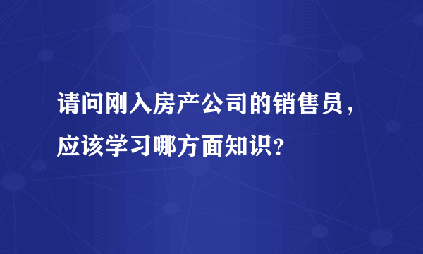 请问刚入房产公司的销售员，应该学习哪方面知识？