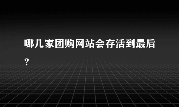 哪几家团购网站会存活到最后？