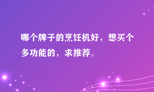 哪个牌子的烹饪机好，想买个多功能的，求推荐。